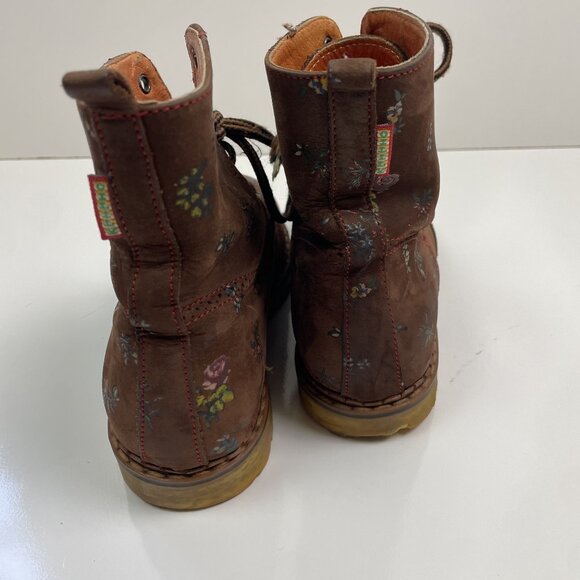 Roccia Women's Lace Up Combat Boots size 6.5 Italian Leather with Flowers EU 37 - Picture 9 of 16